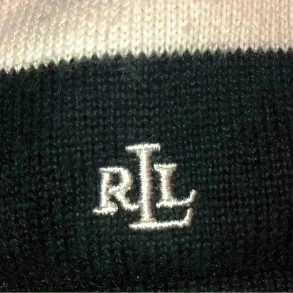 Ralph Lauren Boat Neck Black and White Striped sweater Sz M - Picture 3 of 7